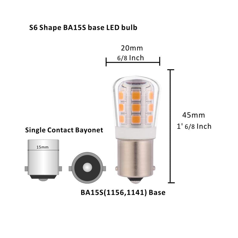  [AUSTRALIA] - 1156 led light bulb replacement 1141 93 P21W 67 12V 35W halogen bulb for RV trailer camper interior Reverse light BA15S single contact bayonet 2.5W 330lm daylight white 5000K pack of 4 1156 P21W 5000K 4pcs
