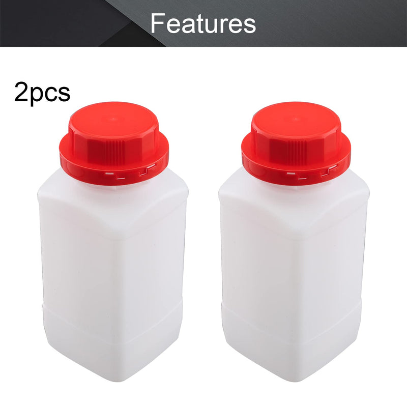  [AUSTRALIA] - Othmro 2pcs Plastic Lab Chemical Reagent Bottles, 1000ml/34oz Wide Mouth Liquid/Solid Square Sample Storage Container Sealing Bottles with Anti-theft Cap Red 1000ml translucent red 2pcs