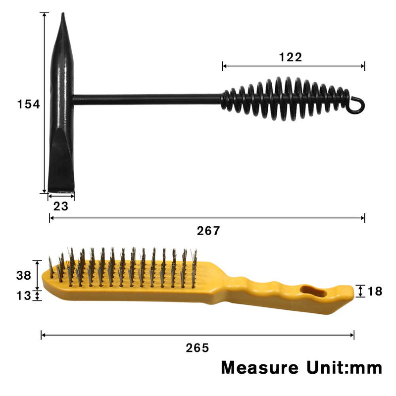  [AUSTRALIA] - SPEEDWOX Welding Hammer and Brush 10-1/2 Inch Welding Chipping Hammer with Coil Spring Handle Wire Scratch Brush Welding Cleansing Tool 500g