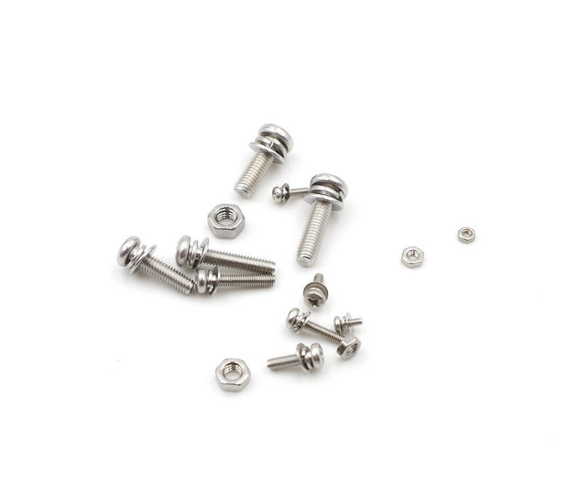  [AUSTRALIA] - HVAZI M2 M2.5 M3 M4 M5 Stainless Steel Phillips Pan Head Screws Combine with Spring Washer and Plain Washers Nuts Assortment Kit