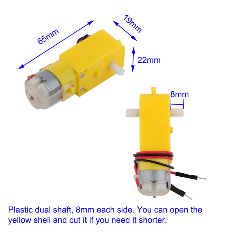  [AUSTRALIA] - Wishiot 2pcs L298N Motor Driver Board Control Module with 4 TT Motor Kit DC Gear Motor Soldered with 2 Pin Plug Dupont Wire Dual Shaft DC3-6V Ratio 1:48 200RPM