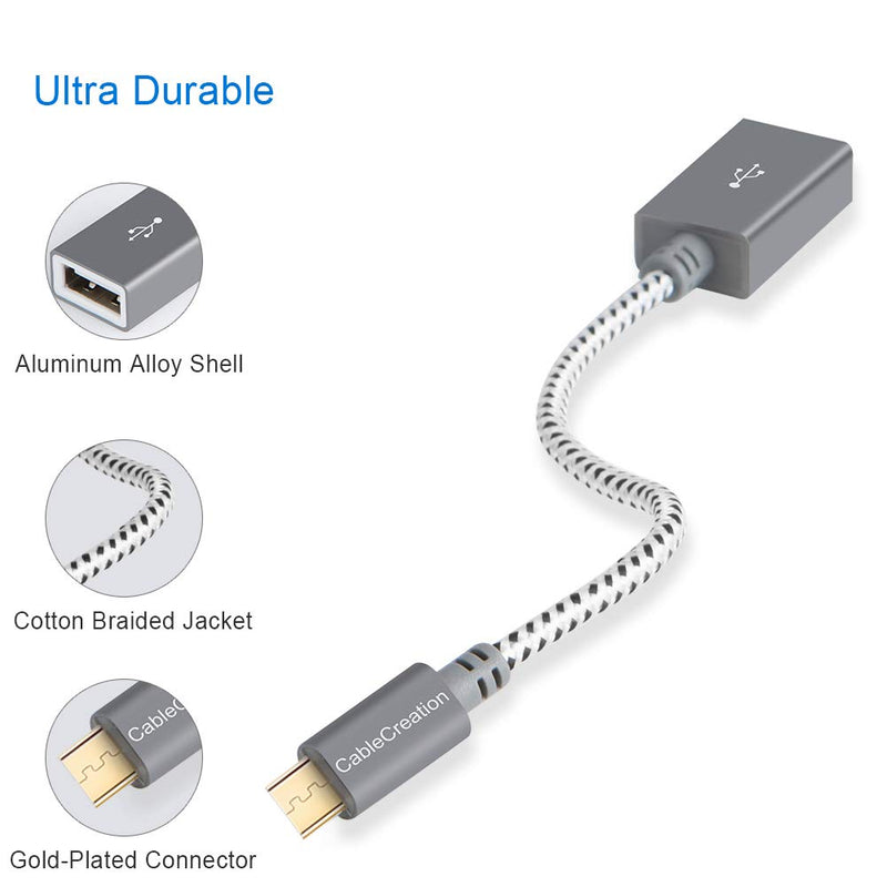 CableCreation Micro USB 2.0 OTG Cable Braided On The Go Adapter Micro USB Male to USB Female Compatible with Samsung S7, Flash Drive, Mouse, Keyboard, Game Controller, Aluminum Space Gray - LeoForward Australia
