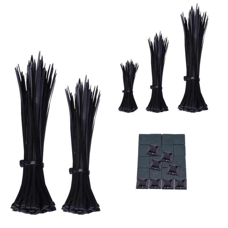  [AUSTRALIA] - 900pcs Standard Self-Locking Nylon Cable Zip Ties Assorted Sizes 4/6/8/10/12 Inch with cable mount