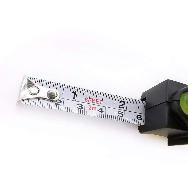  [AUSTRALIA] - Multi-functional Tape Measure, Self Lock Measuring Tape with Spirit Level, Sticky Note and Pen, 2 Meters / 6 Feet Measuring Tape with Lock