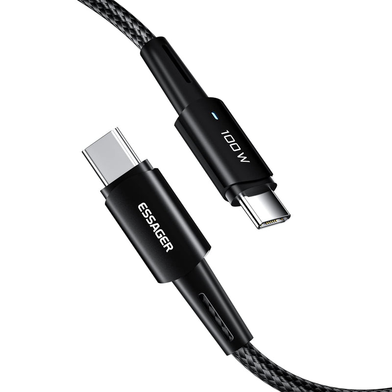  [AUSTRALIA] - USB C to USB C Cable 100W, Essager 6.6ft Type C to Type C Cable 5A Super Fast Charging USB C Cable Compatible with MacBook Pro 2021, iPad Pro 2021, Galaxy S21 (1 Pack) 1