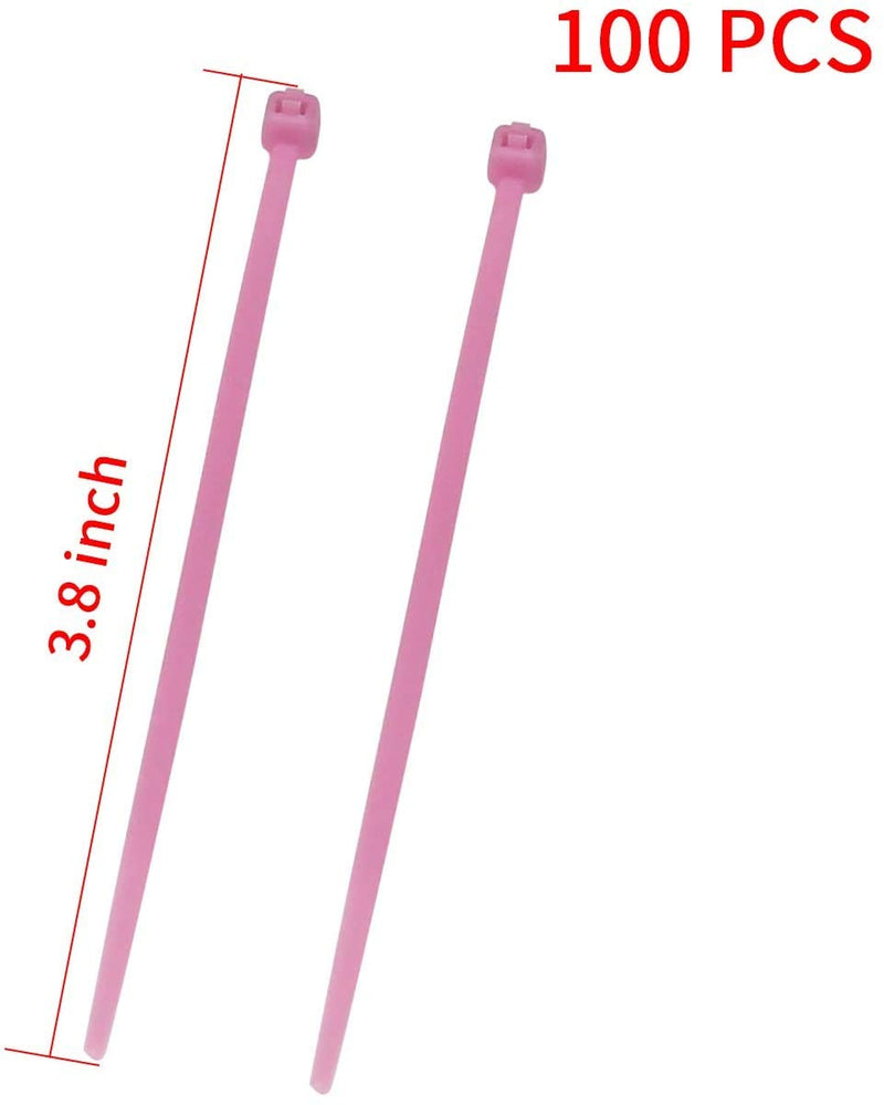  [AUSTRALIA] - URBEST 100 Pcs Self Locking Wire Cable Zip, Tie Fasten Wrap 4 Inch Nylon Zip Tie (100, Pink)