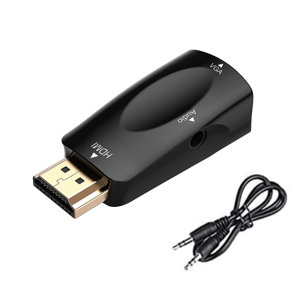  [AUSTRALIA] - HDMI to VGA, HDMI to VGA Adapter Converter 1080P Male to Female with 3.5 Audio Cord for Computer, Desktop, Laptop, PC, Monitor, Projector, HDTV, Chromebook, Raspberry Pi, Roku, Xbox and More-Black 1 black