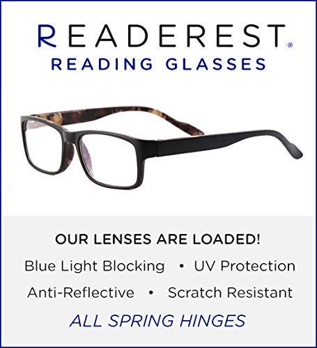 Readerest Blue Light Blocking Reading Glasses (Black/Camo, 1.00 Magnification) Black/Camo 1.0 x - LeoForward Australia