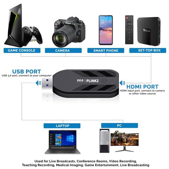  [AUSTRALIA] - HDMI Video Capture Card Camera Link 4K USB3.1 GEN1 HDMI-to-USB Audio-Video Recording via DSLR Camcorder Action Cam, Record Directly to Computer for Gaming Streaming, Conference Live Broadcast PLINK2.5