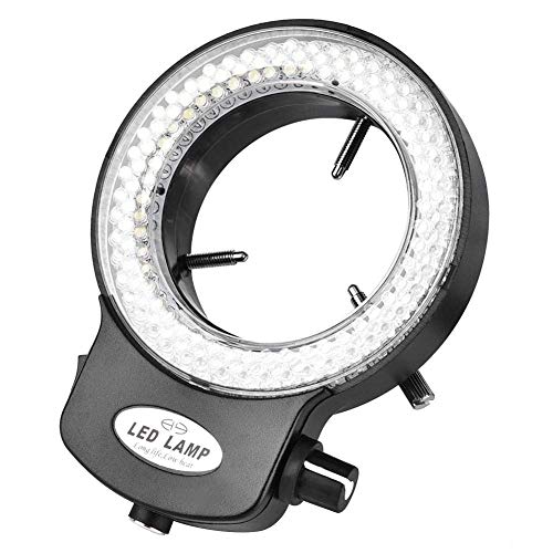  [AUSTRALIA] - Microscope Camera Ring Lamp 144 LED Beads Light Source Brightness Adjustable Variable Control Shadowless Lighting(US Plug 110‑220V (White))