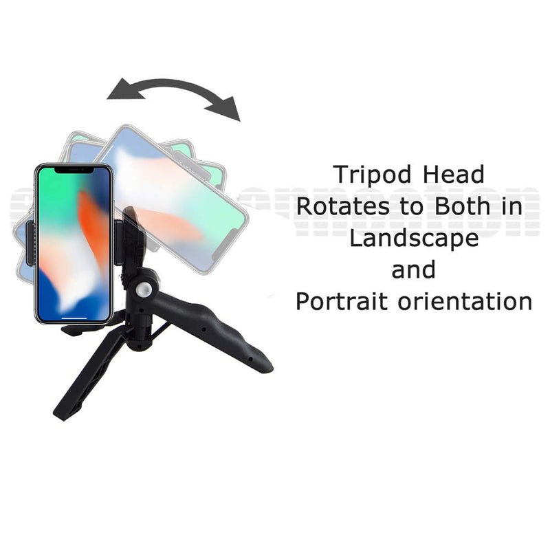  [AUSTRALIA] - 6.5" Inch Adjustable Tabletop Steady-Shot/Hand Grip Tripod with Smartphone Mount for All Smartphones and DSLR Cameras & Camcorders + eCostConnection Microfiber Cloth b)Tripod + Mount