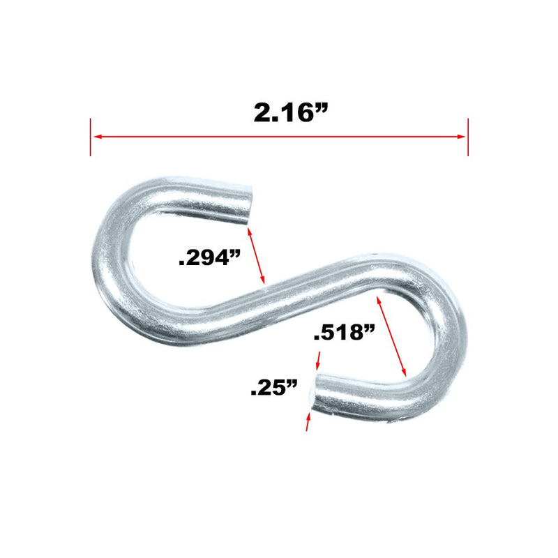 Paracord Planet - S-Hook 1/4 Inch (Overall Length of 2 1/8 Inch) - Metal Hanging Hooks - Available in 5, 10, and 25 Packs 25 Pack - LeoForward Australia