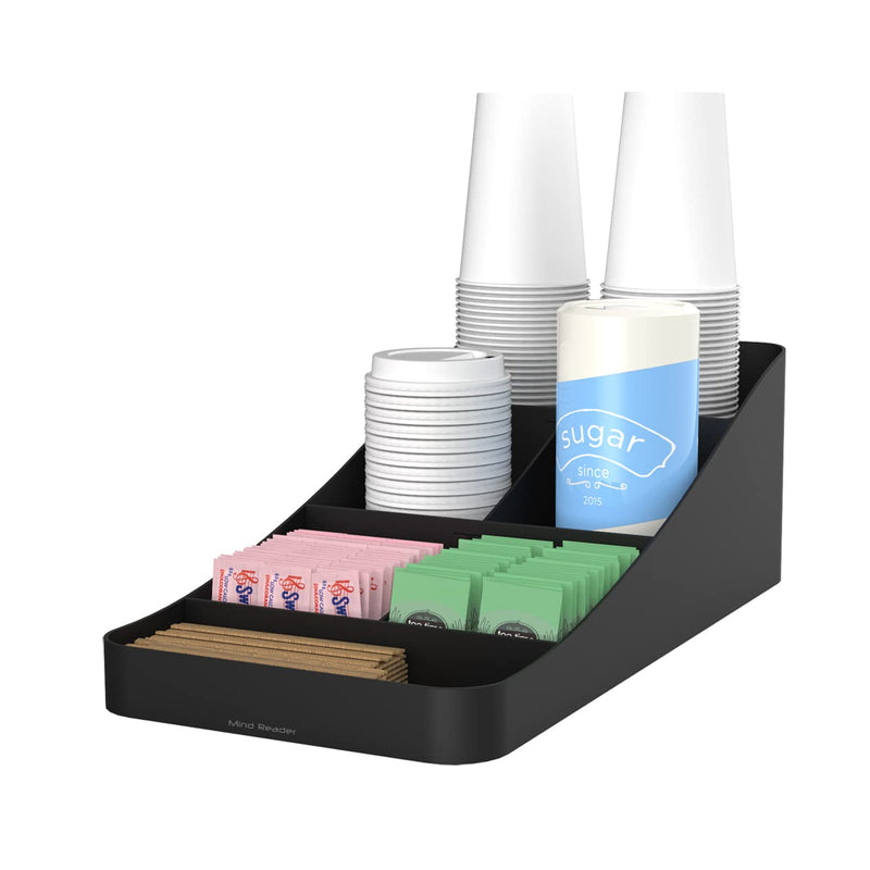  [AUSTRALIA] - Mind Reader Anchor Collection 7-Compartment Coffee Cup and Condiment Countertop Organizer, Single, Black