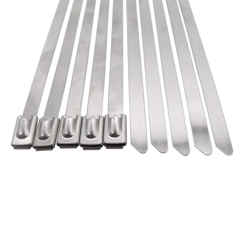  [AUSTRALIA] - Superun Metal Zip Ties 8 Inch Stainless Steel Tie Wrap 225 LBS Strength Heavy Duty Exhaust Wrap Pack of 100