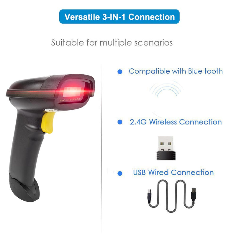  [AUSTRALIA] - NETUM 2D Barcode Scanner, Compatible with 2.4G Wireless & Bluetooth & USB Wired Connection, Connect Smart Phone, Tablet, PC, 1D Bar Code Reader Work for QR PDF417 Data Matrix NT-1228BL