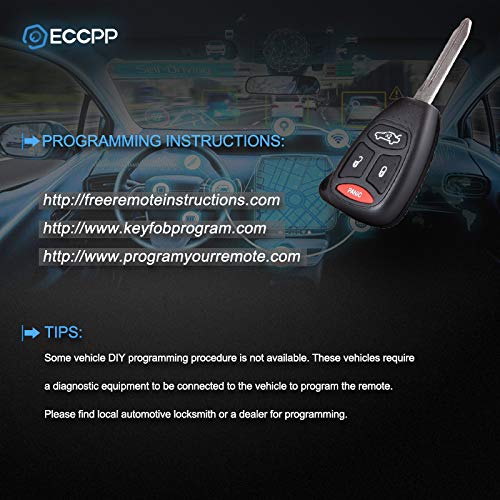  [AUSTRALIA] - ECCPP 1X 4 Buttons Replacement Uncut Keyless Entry Remote Control Car Key Fob Shell Case for Chrysler 300/ Dodge Charger Dakota Durango Magnum/Jeep Grand Cherokee Commander OHT692713AA KOBDT04A X 1pc