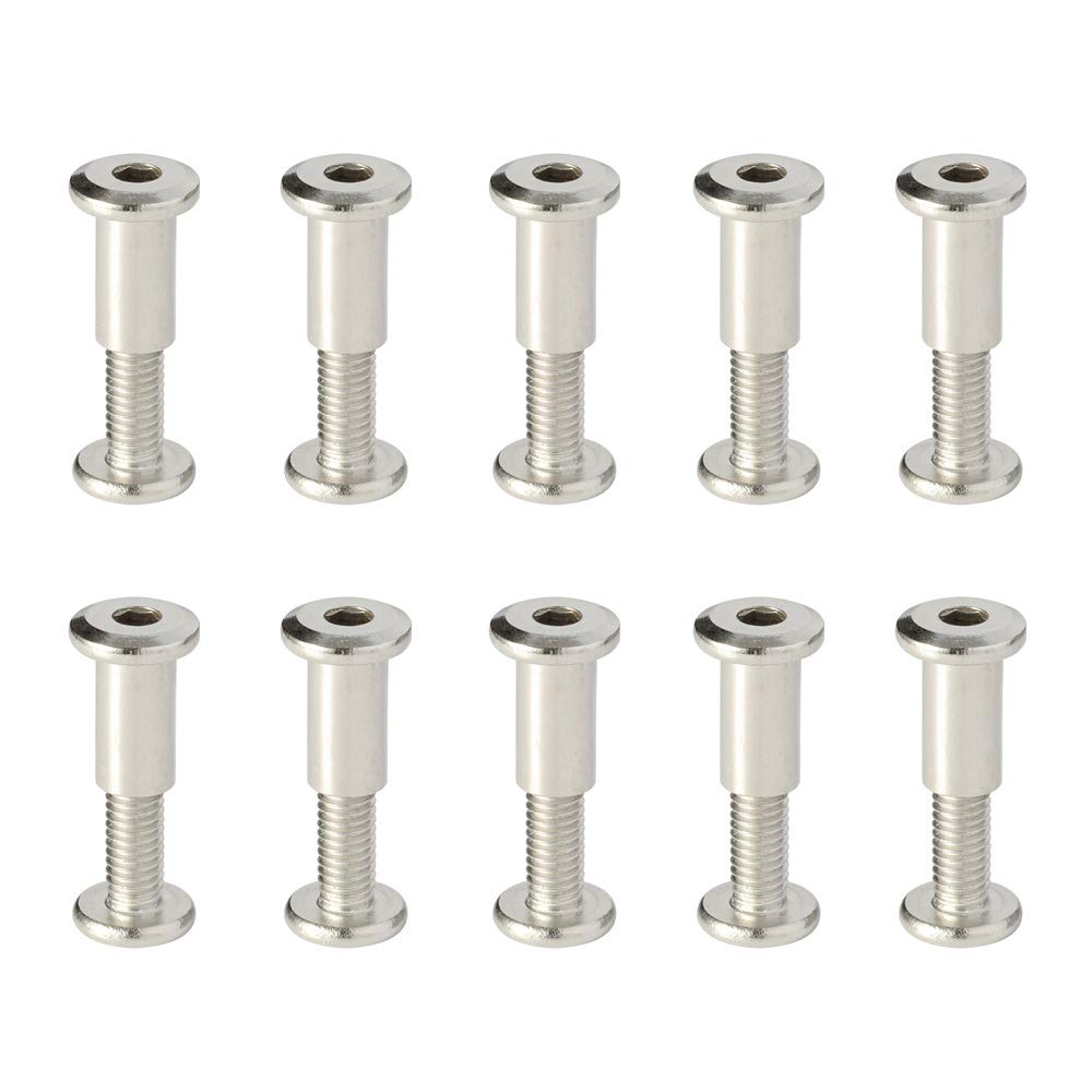  [AUSTRALIA] - Screw Post Fit for 5/16"(8mm) Hole Dia, Male M6 x 16mm Belt Buckle Binding Bolts Furniture Screws, 304 Stainless Steel 18-8, 10 Sets M6 x 16mm (10 Sets)