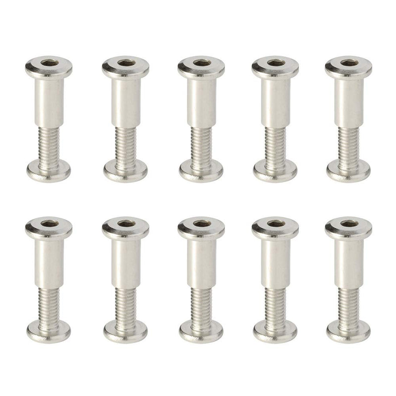  [AUSTRALIA] - Screw Post Fit for 5/16"(8mm) Hole Dia, Male M6 x 16mm Belt Buckle Binding Bolts Furniture Screws, 304 Stainless Steel 18-8, 10 Sets M6 x 16mm (10 Sets)