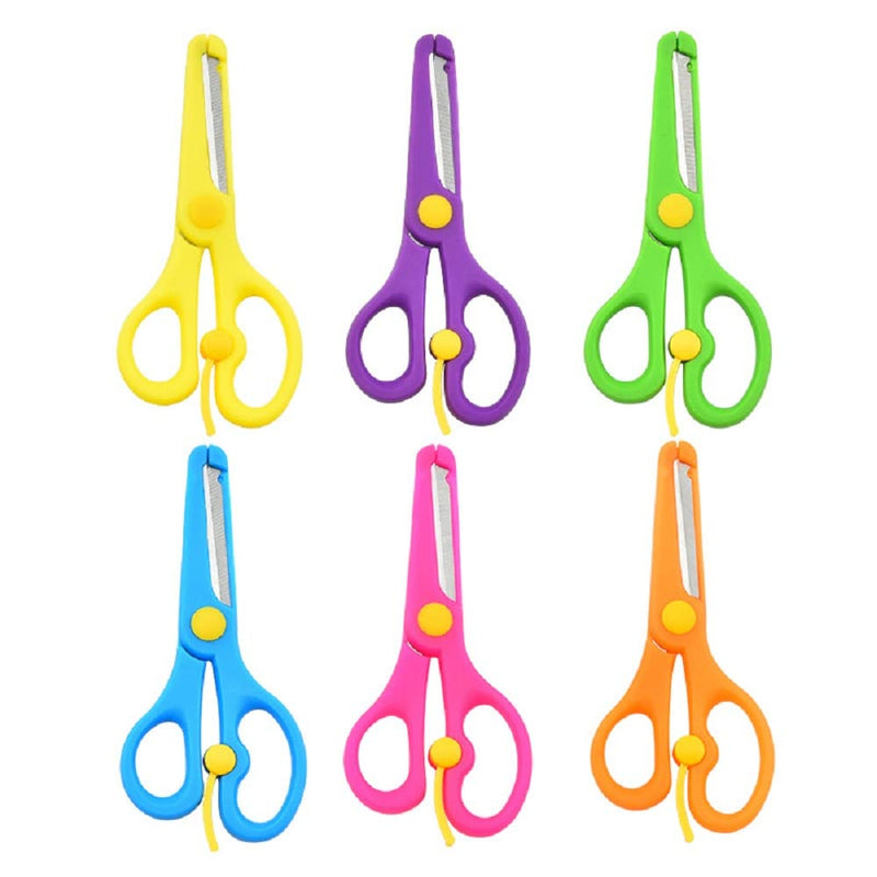  [AUSTRALIA] - 6Pcs Preschool Training Scissors, Children Safety Scissors Pre-School Training Scissors Safety Scissors Art Craft Scissors，Assorted Colors(6 colors)