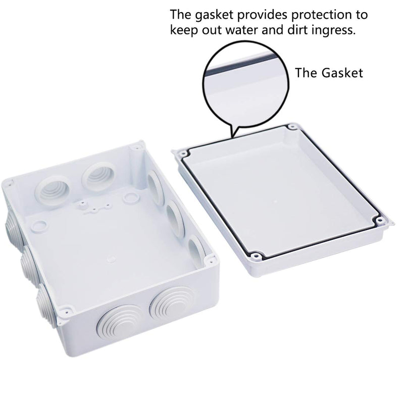  [AUSTRALIA] - Zulkit Junction Box ABS Plastic Dustproof Waterproof IP65 Universal Electrical Boxes Project Enclosure White 7.9 x 6.1 x 3.1 inch (200 x155 x 80mm) 7.9"x 6.1" x 3.1" With Holes