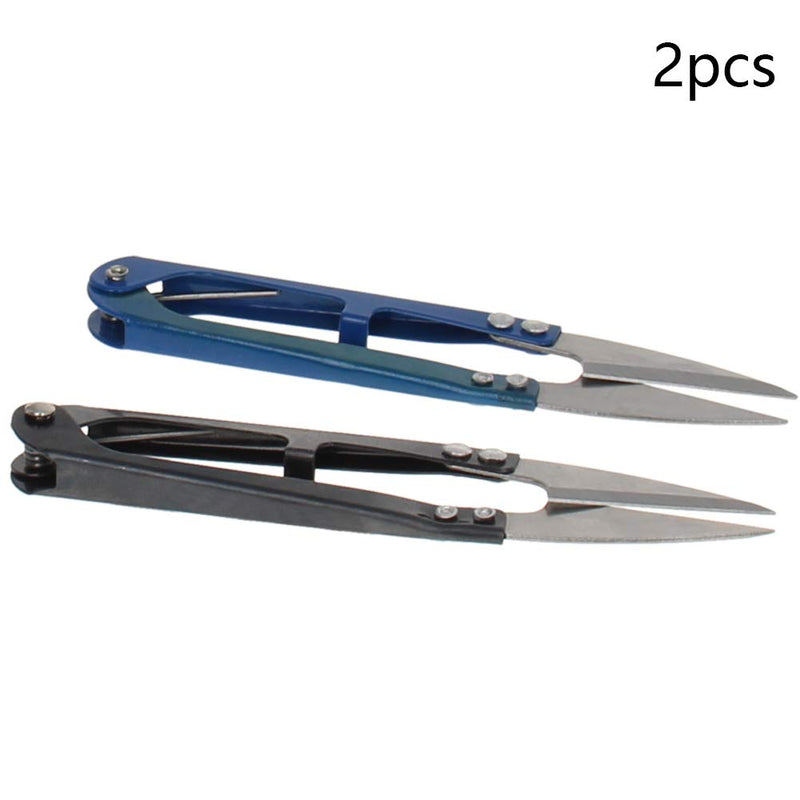  [AUSTRALIA] - Utoolmart 110mm Sewing Trimming Scissors Nipper Embroidery Thrum Yarn Fishing Thread Beading Cutter Blue 2Pcs