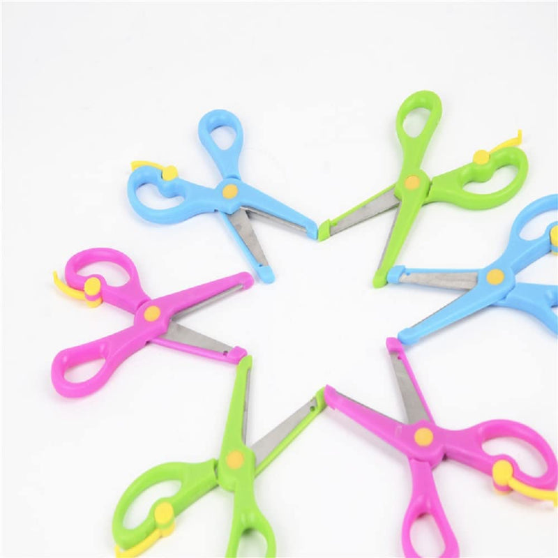  [AUSTRALIA] - 4Pcs Preschool Training Scissors Children Safety Scissors Pre-School Training Scissors Safety Scissors Art Craft Scissors，Assorted Colors(4 colors)