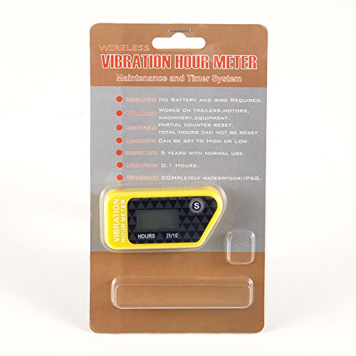  [AUSTRALIA] - Runleader HM016B Vibration Activated Wireless Digital Hour Meter Hour Meter for Air Compressor Generator jet ski Lawn Mower Motocycle Marine ATV outboards Chainsaw and other small engines(yellow)