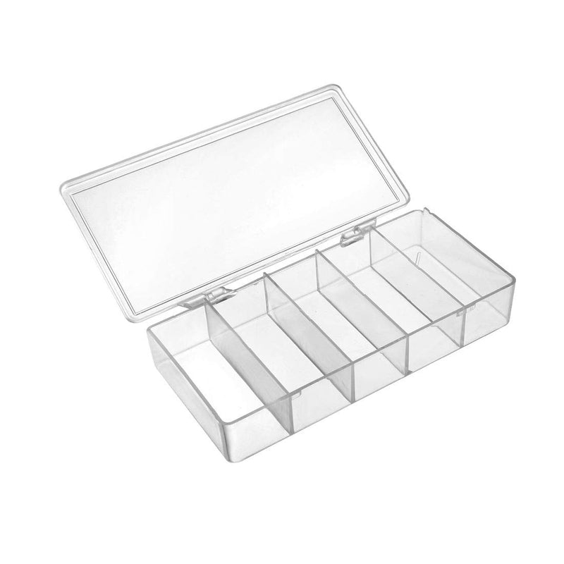  [AUSTRALIA] - uxcell Component Storage Box - PS Fixed 5 Grids Electronic Component Containers Tool Boxes Clear White 175x85x34mm