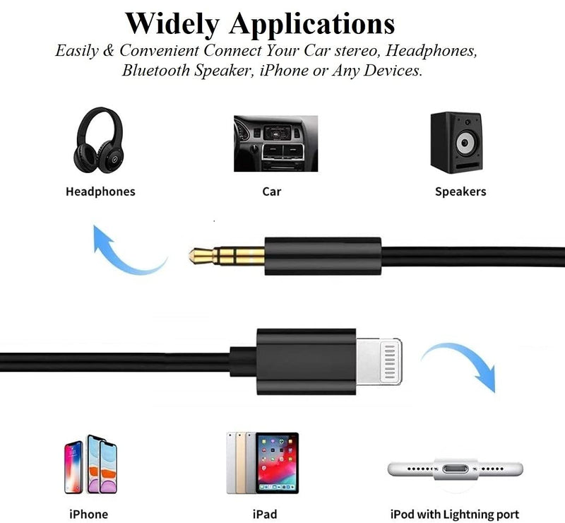  [AUSTRALIA] - Lightning to 3.5 mm Aux Cable 6FT, Apple MFi Certified iPhone 3.5mm Headphones Jack Adapter Male Aux Stereo Audio Cable for iPhone 13 12 11 XS XR X 8 7 iPad iPod to Car/Home Stereo, Speaker, Headphone Black 1