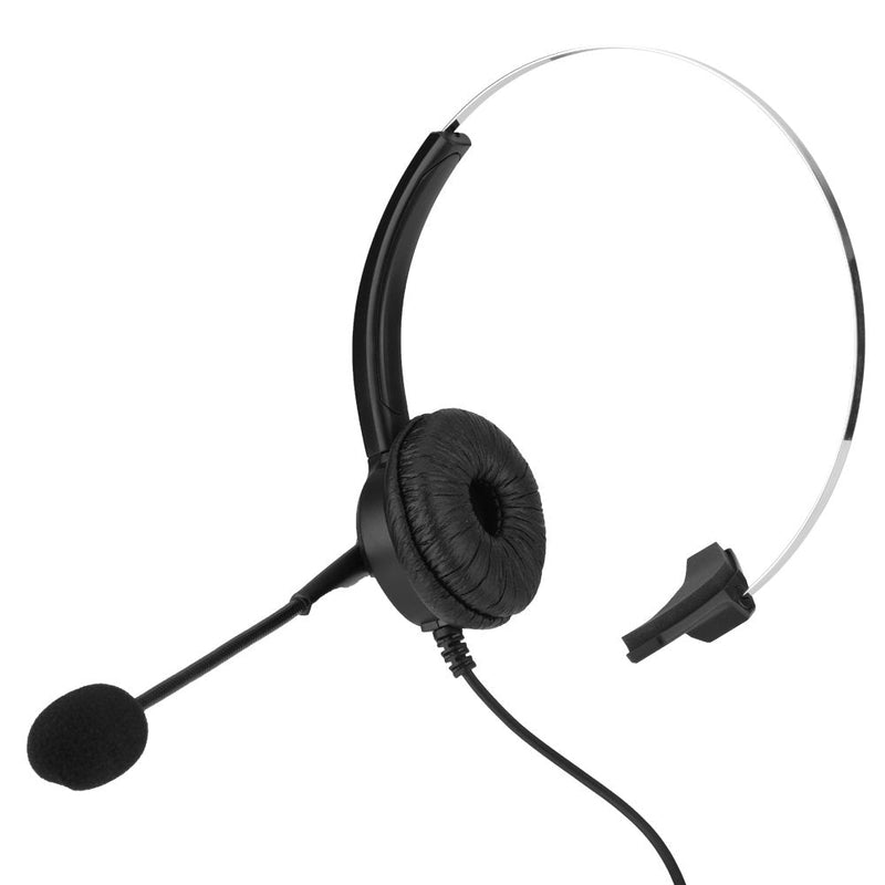  [AUSTRALIA] - Hand Free Head Mounted Headset, Computer Headset with Microphone Noise Cancelling, Lightweight Telephone Headset Business Headphones for Skype, Webinar, Cell Phone, Call Center(Crystal Plug)