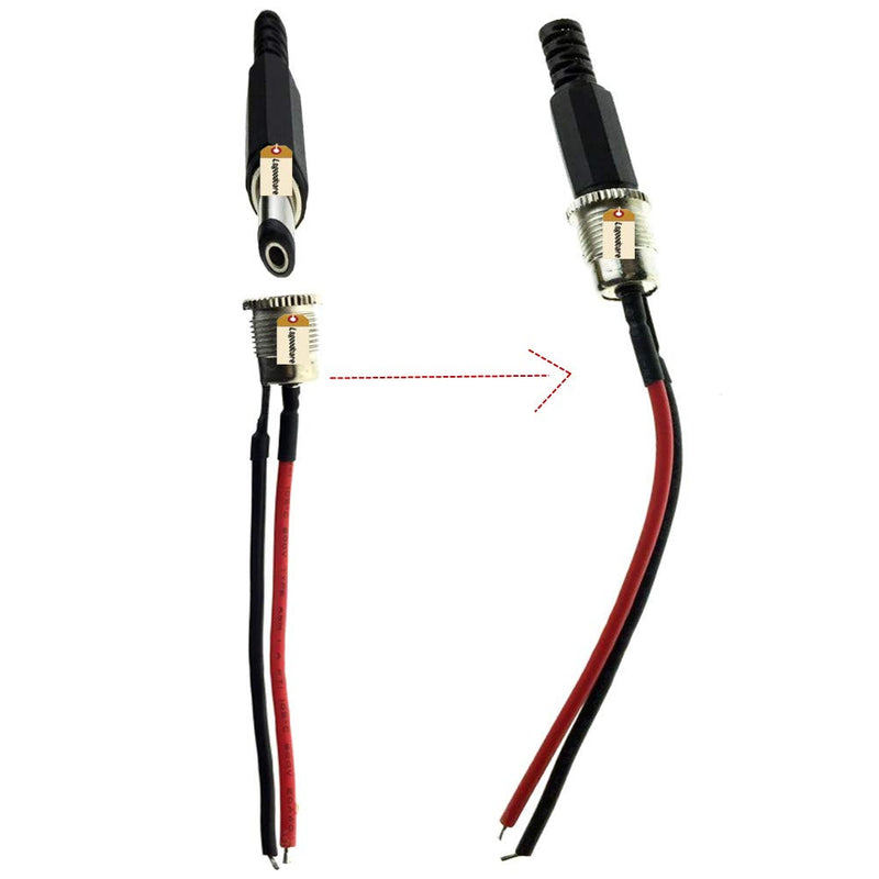  [AUSTRALIA] - Lsgoodcare 5.5 x 2.1 MM 5A DC Power Jack Socket Threaded Female Mount Connector Adapter with 3.94Ich 20AWG Cable + DC Barrel Jack Plug Male (5.5 x 2.1 MM)