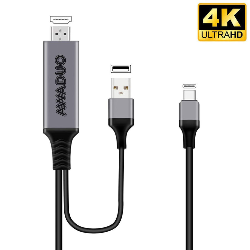  [AUSTRALIA] - USB C to HDMI Adapter with Charging Cable, AWADUO Type c to HDMI Adapter 4K 30Hz Compatible with MacBook 2018 iPad Pro,iMac,ChromeBook Pixel,Galaxy S9 Note9 S10 Surface Book Pro- 6.6FT (6.6FT, Black)