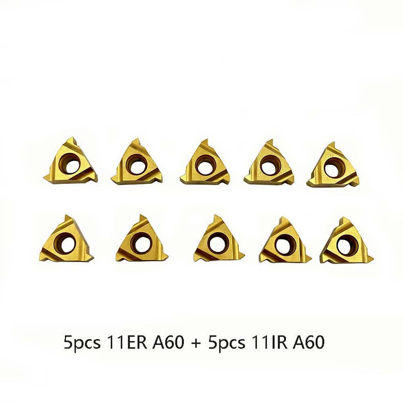  [AUSTRALIA] - GBJ Lathe Threading Tool External + Internal Threading Holder SER 1010H11+ SNR 0010K11 Threading Holder with 11ER AG60 11IR AG60 Threading Inserts (SER1010H11+SNR0010K11+11ER A60+11IR A60 (Gold)) SER1010H11+SNR0010K11+11ER A60+11IR A60 (Gold)