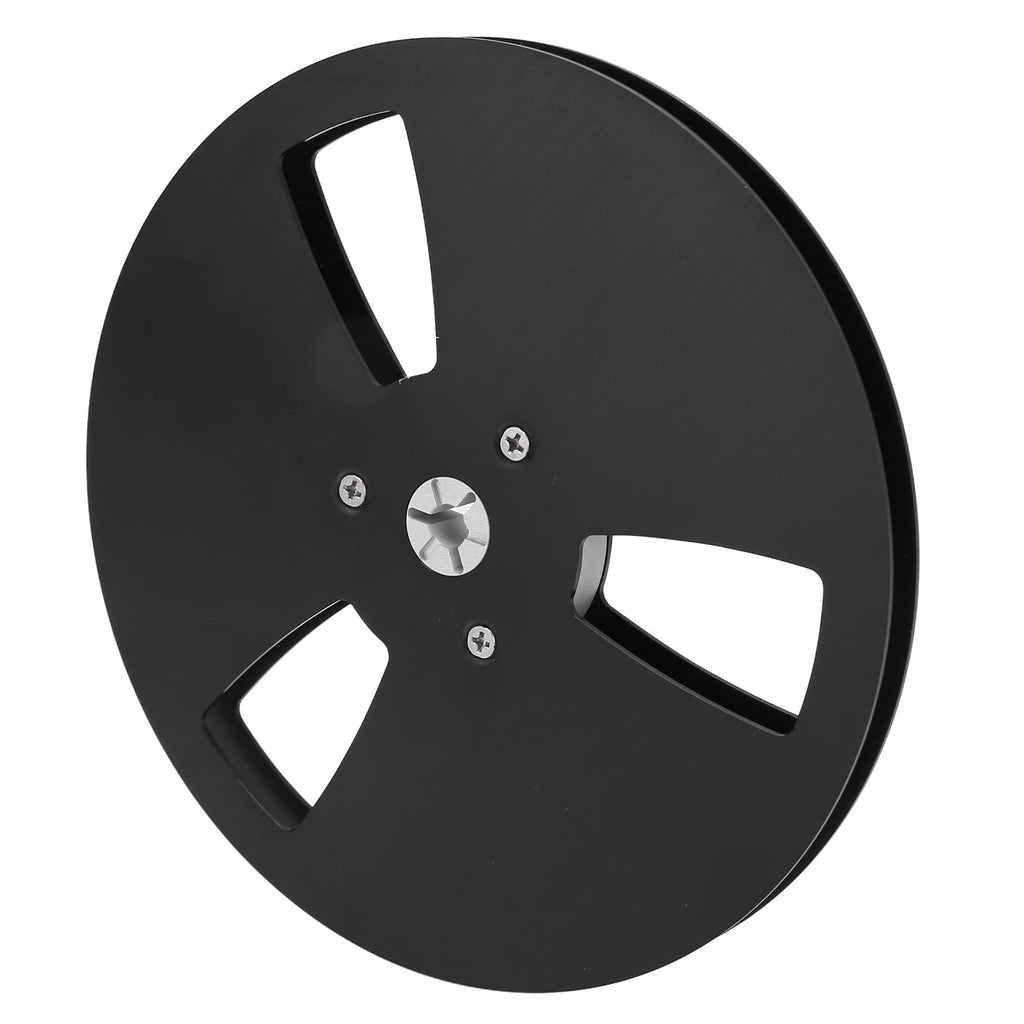  [AUSTRALIA] - 1/4 7 Inches Takeup Reel, Open Reel Audio Aluminum Alloy Takeup Reel, 3 Holes Wind Resistance Holes, 1/4 7 Inch Empty Tape Reel for Recording for Nab Black