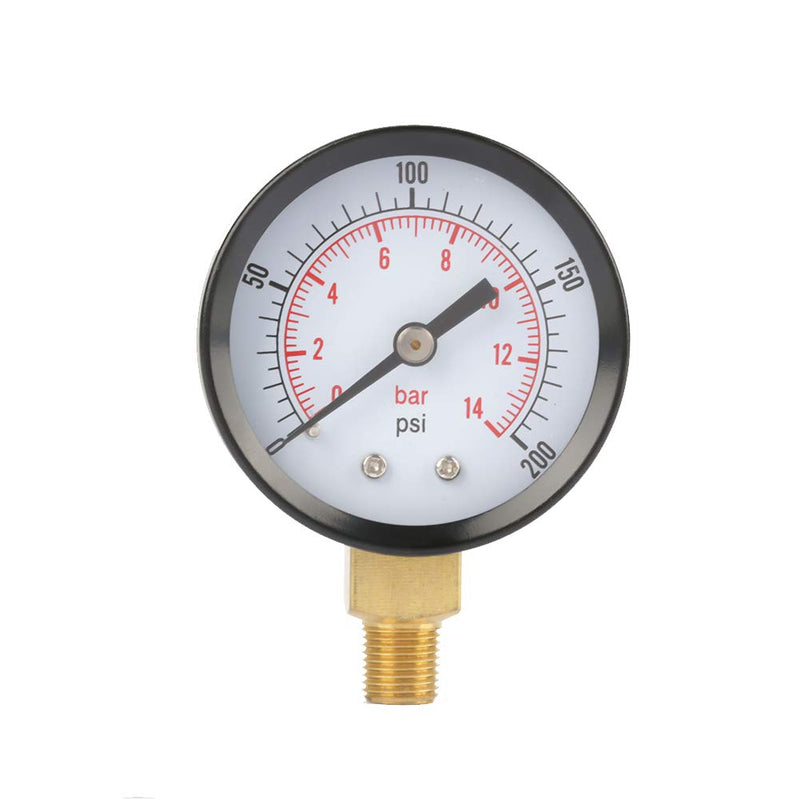  [AUSTRALIA] - LiebeWH Pressure Gauge Pressure Gauge, 0-200psi/0-14bar Base Entry Pressure Gauge NPT 1/8" for Water Air Oil