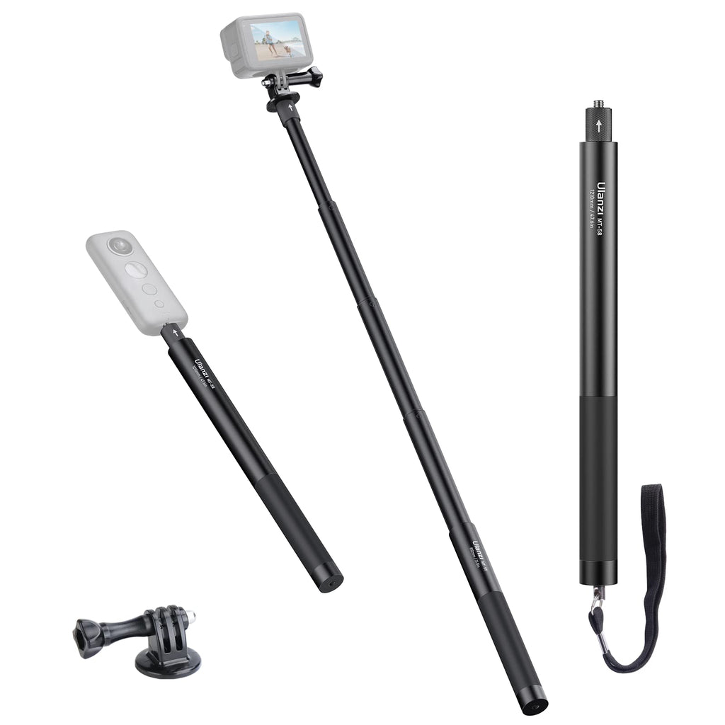  [AUSTRALIA] - Selfie Stick for INSTA360 Action Camera for Gopro Vlogging Video Shooting Extension Pole w 1/4" Convert Adapter, Compatible with GoPro Hero 11 10 9 8 7 6 Max, INSTA360 ONE X R Action Cam Extension Rod 47.64 inch Selfie Stick+ 1/4" Adapter