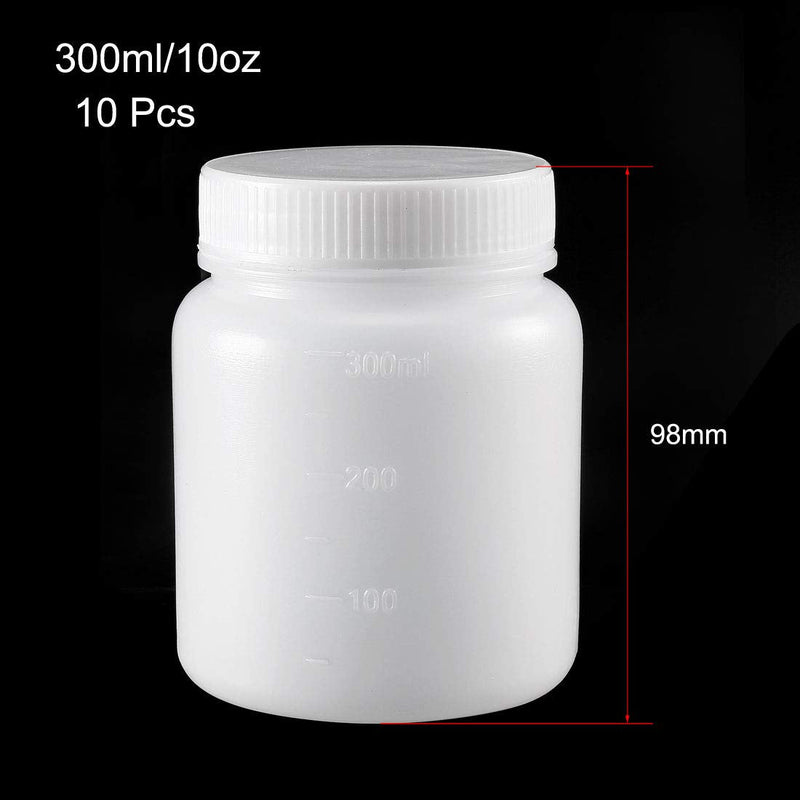  [AUSTRALIA] - uxcell Plastic Lab Chemical Reagent Bottle 300ml/10oz Wide Mouth Sample Sealing Liquid Storage Container 10pcs