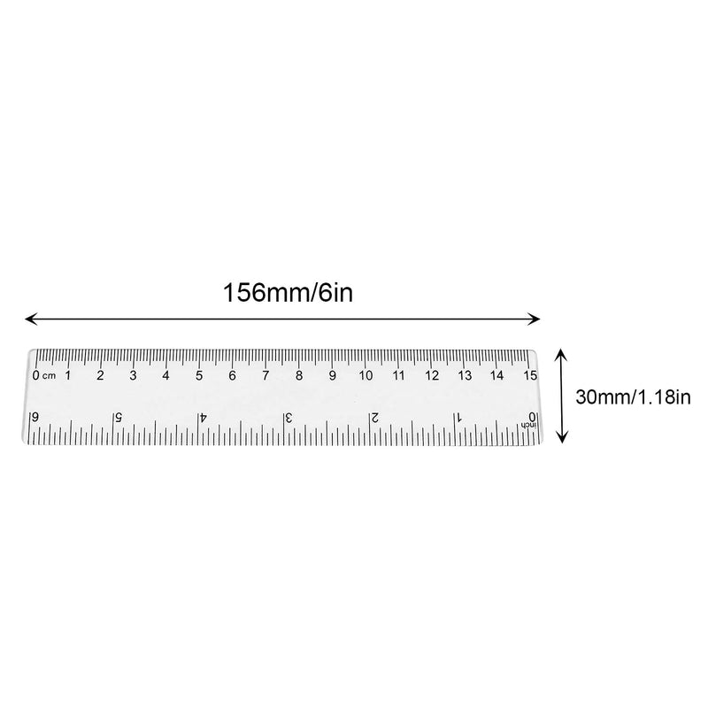  [AUSTRALIA] - JCBIZ 5pcs Plastic Transparent Ruler 15cm Straight Ruler Measuring Tool with Inches and Metric Measuring for Student School Office