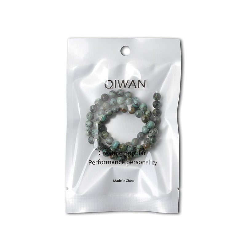 Qiwan 60PCS 6mm Natural African Turquoise Stone Round Loose Beads for Jewelry Making DIY Bracelet Making Supplies 1 Strand 15" - LeoForward Australia