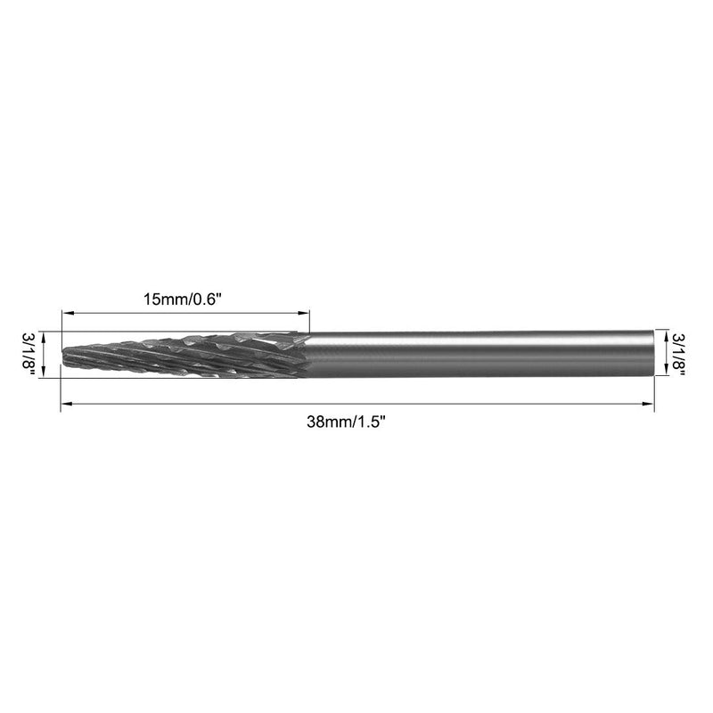 uxcell Tungsten Carbide Rotary Files 1/8" Shank, Double Cut Taper Shape Rotary Burrs Tool 3mm Dia, for Die Grinder Drill Bit Wood Soft Metal Carving Polishing, 2pcs - LeoForward Australia