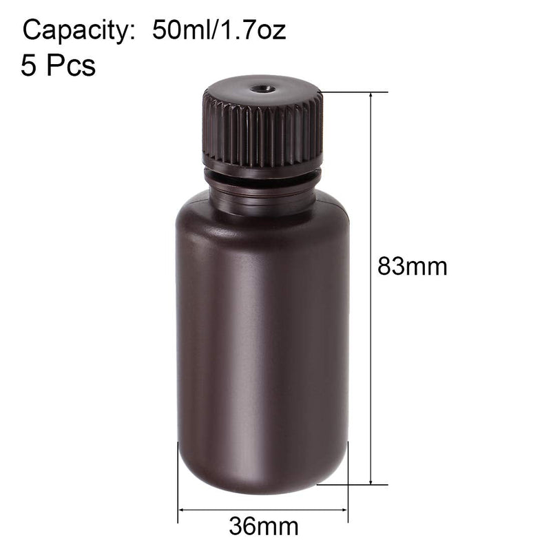  [AUSTRALIA] - uxcell Plastic Lab Chemical Reagent Bottle 50ml/1.7oz Small Mouth Sample Sealing Liquid Storage Container Brown 5pcs