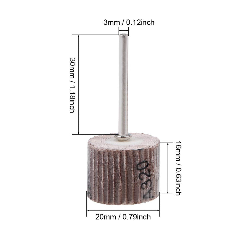  [AUSTRALIA] - uxcell 5 Pcs 20x16mm Flap Wheel 320 Grits Abrasive Grinding Head with 1/8 inches Shank for Rotary Tool