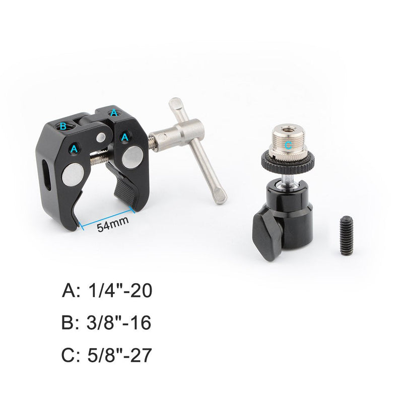  [AUSTRALIA] - CAMVATE Crab Clamp Articulated 1/4 Mini Ball Head for Microphones
