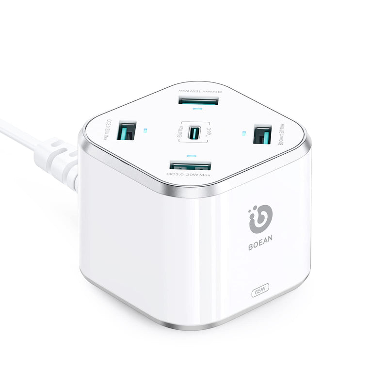  [AUSTRALIA] - USB C Wall Charger Boean PD 65W 5-Port Desktop USB Charging Station Fast Wall Charger for MacBook Pro/Air iPad Pro iPhone 13/13 Mini/13 Pro/13 Pro Max/12, Nintendo Switch, Dell XPS 13, Galaxy and More