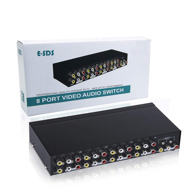  [AUSTRALIA] - E-SDS 8-Way AV Switch RCA Switcher 8 in 1 Out Composite Video L/R Audio Selector Box for DVD STB Game Consoles CV0235 8 PORT RCA SWITCH