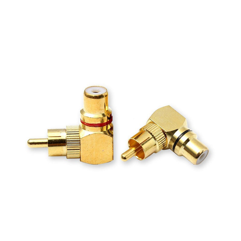 Besmelody RCA Male to Female Plug Adapters M/F Gold-Plated Connector 90 Degree Right Angle - LeoForward Australia