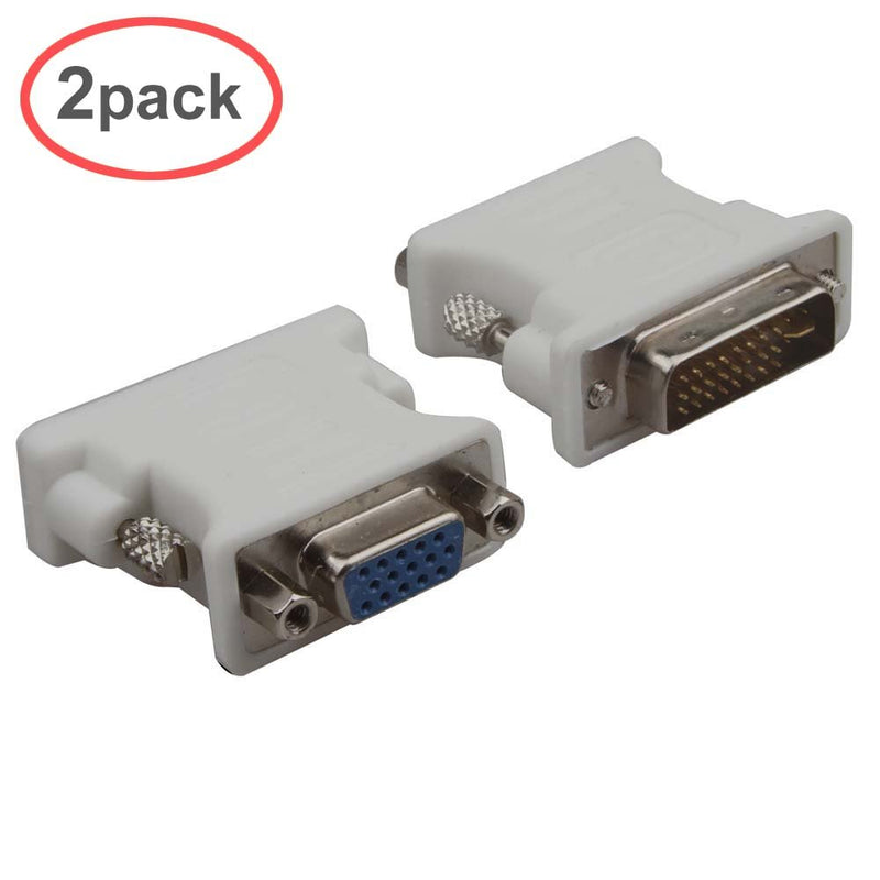 Lineso 2Pack DVI-I (24+5) Male to VGA Female Adapter (HDD15Pin,RGB15Pin) White - LeoForward Australia