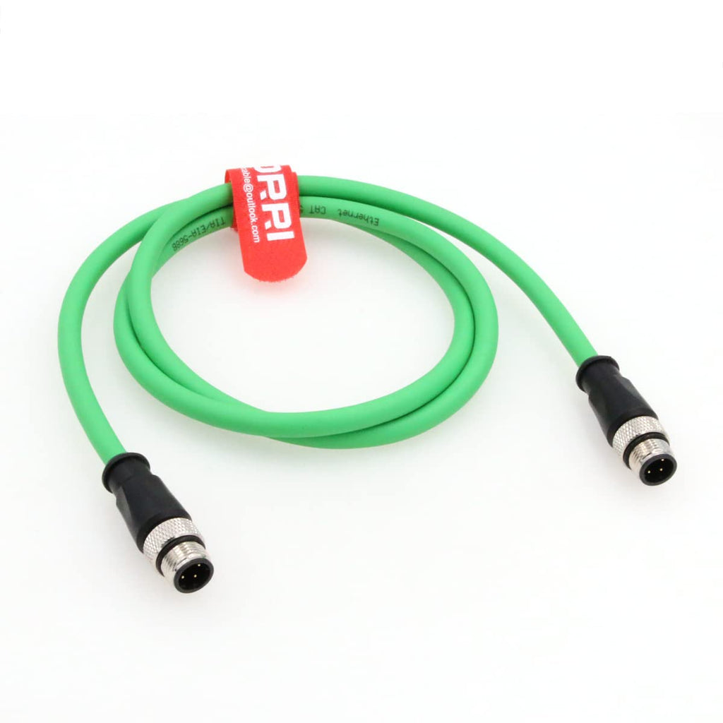  [AUSTRALIA] - DRRI M12 4Pin D-Code Male to D-Code Male Extension Ethernet Shielded Cat5 Cable (1M) 1M Green