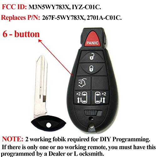  [AUSTRALIA] - SaverRemotes 6 Button Key Fob Compatible for 2008-2015 Chrysler Town and Country，2008-2014 Dodge Grand Caravan