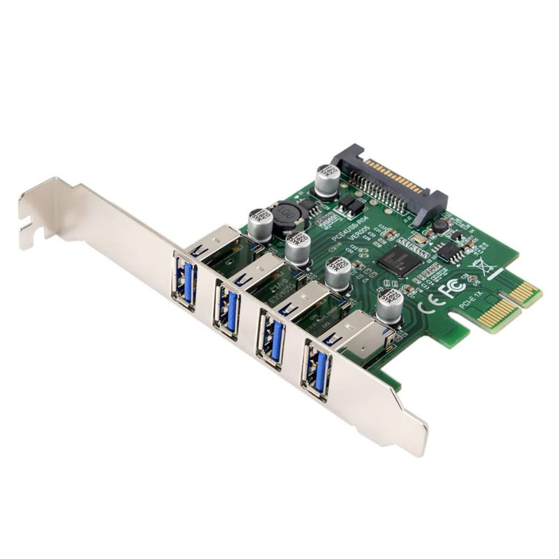  [AUSTRALIA] - Xiwai Low Profile 4 Ports PCI-E to USB 3.0 HUB PCI Express Expansion Card Adapter 5Gbps for Motherboard Low Profile Bracket